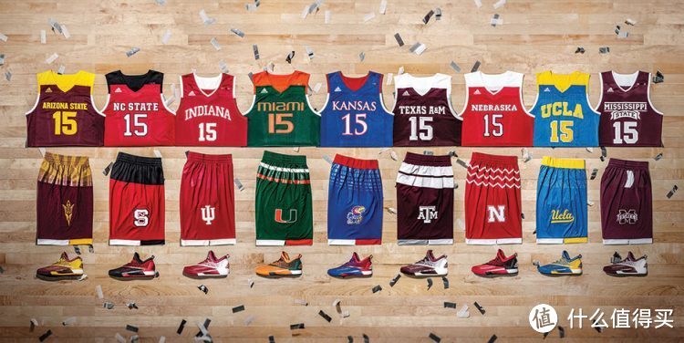 NCAA硝烟将起：adidas 阿迪达斯 为9所赞助高校篮球队推出 疯狂三月专属装备