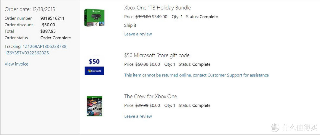 Microsoft 微软 Xbox One 家用娱乐游戏机 1TB Holiday Bundle购买经历和试用体验