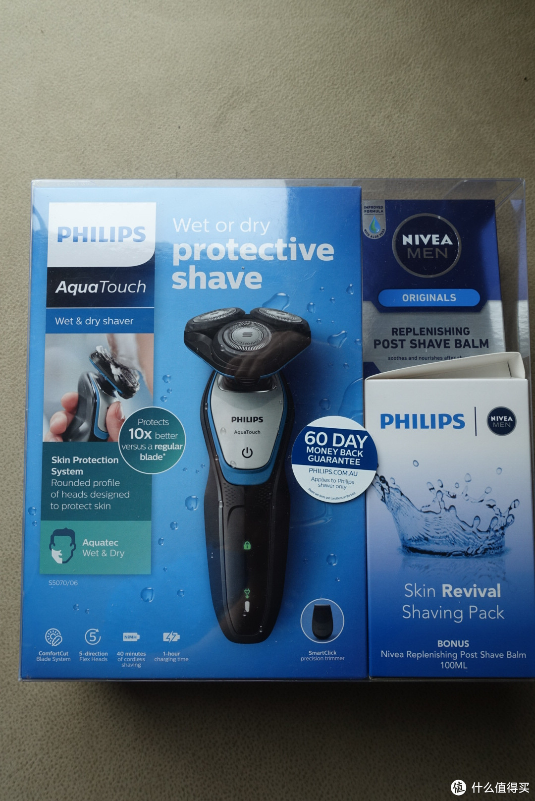 新人首晒：PHILIPS 飞利浦 S5070 剃须刀 +妮维雅须后乳液套装