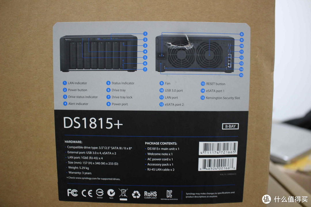 #本站首晒# Synology 群晖 DS1815+ 8300 NAS网络存储服务器