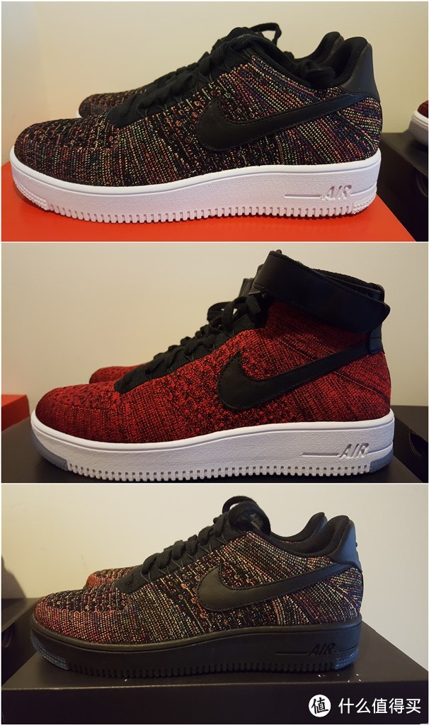 #本站首晒# Nike 耐克 Air Force 1 Flyknit Mid&Low 运动鞋 开箱