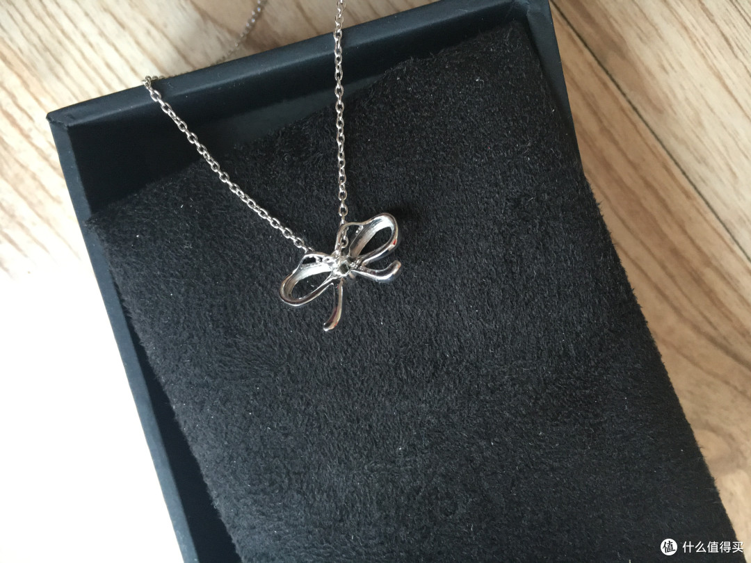 美亚购蝴蝶结银质项链 — Sterling Silver and Diamond Bow Pendant Necklace, 18"