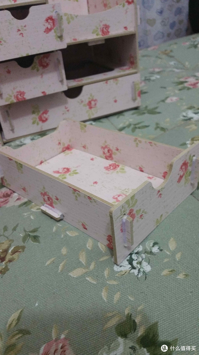 DIY木质桌面化妆品收纳盒抽屉式【山茶花】