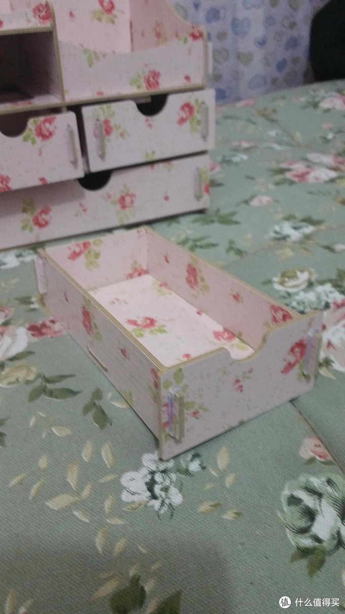DIY木质桌面化妆品收纳盒抽屉式【山茶花】