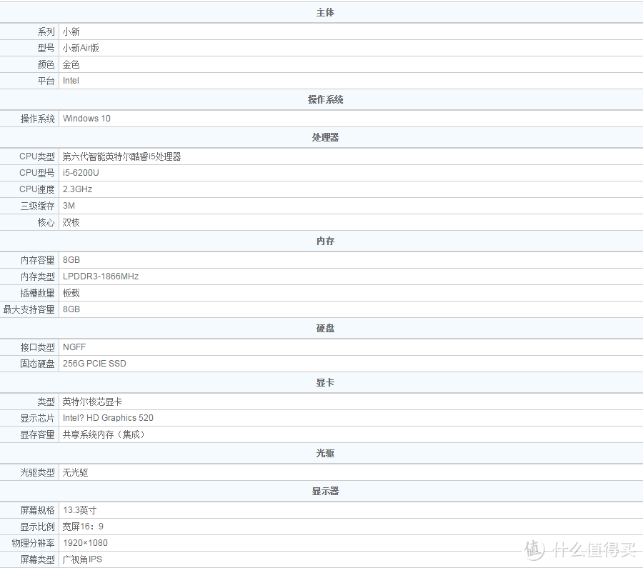 小新Air13 具体参数