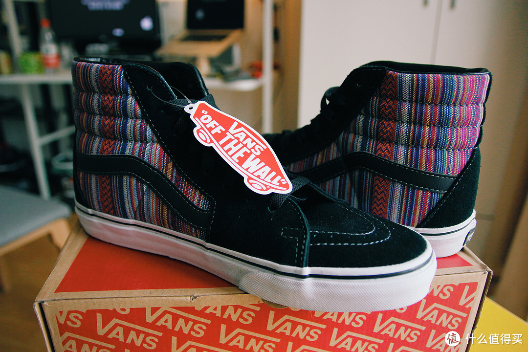 #本站首晒# 允许一部分人在夏天先花哨起来：Vans SK8-Hi GuateWeave Black/Multi 帆布鞋 开箱