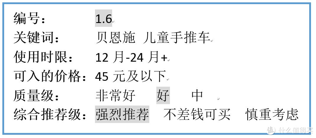 包括使用时限、可入价格和质量级