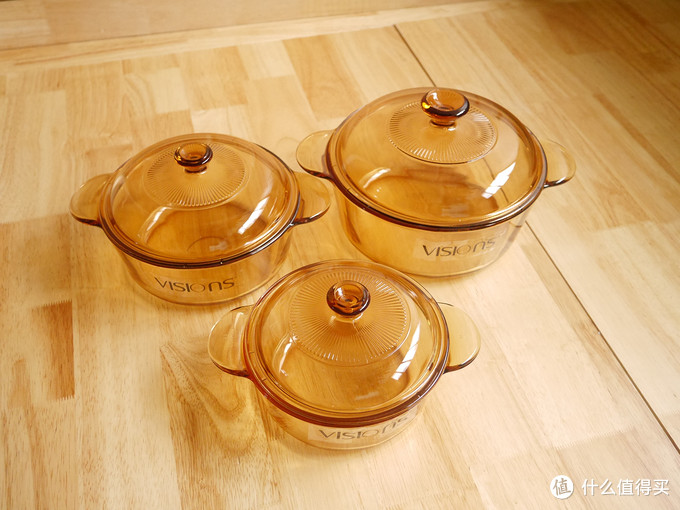 高颜值的锅具——VISIONS 康宁 晶彩透明锅三件套，顺便聊聊家里的锅具
