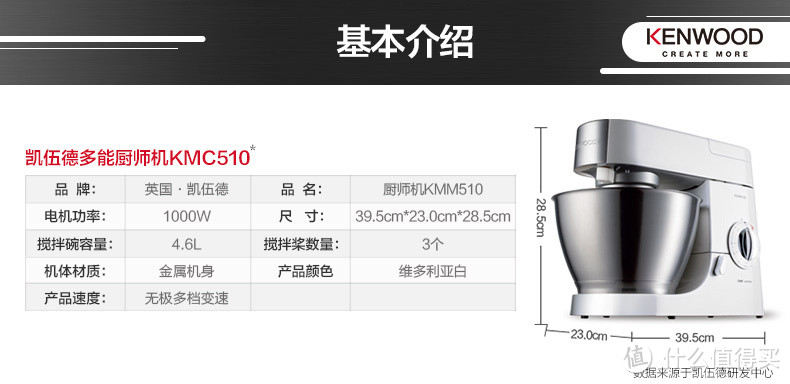 解放双手，优雅烘焙——Kenwood 凯伍德 KMC510 全能厨师机众测报告