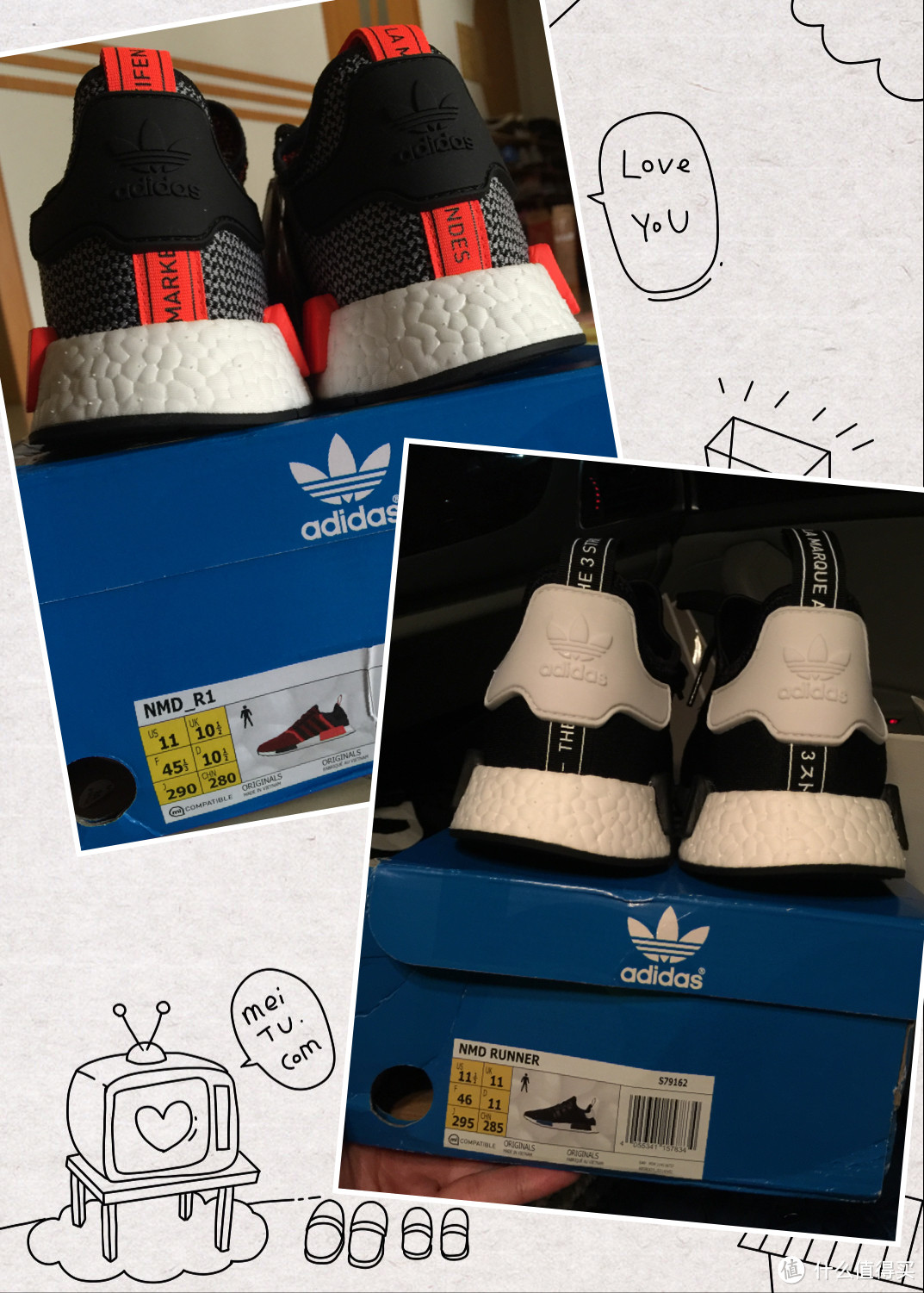 混迹大妈两年第一篇晒单，adidas Originals NMD Runner洛杉矶配色＆东京配色，顺晒乳腺癌配色のKD8