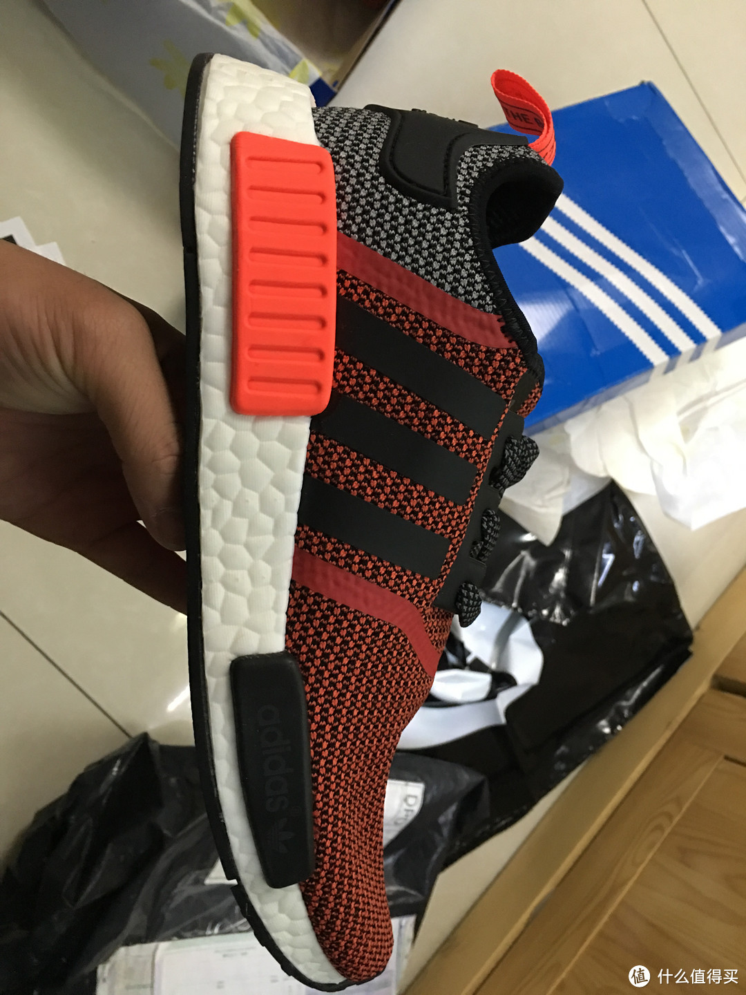 #本站首晒# Adidas 阿迪达斯 NMD 灰黑迷彩拼色以及大莆田产FAKE洛杉矶配色对比！