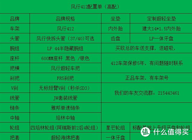 FNHON 风行 412 折叠车配置单示意图