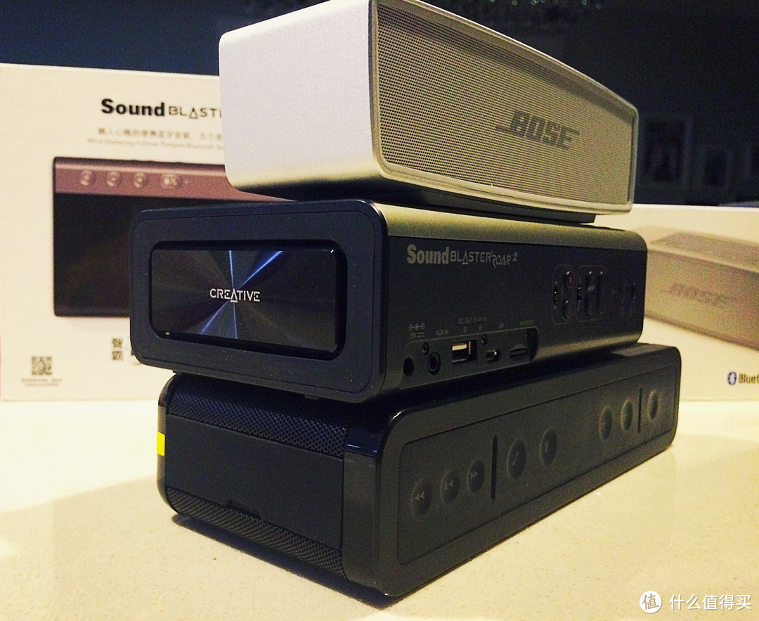 TDK A34、CREATIVE 创新 声霸锣2、BOSE SOUNDLINK MINI 2 蓝牙音箱 不完全使用对比