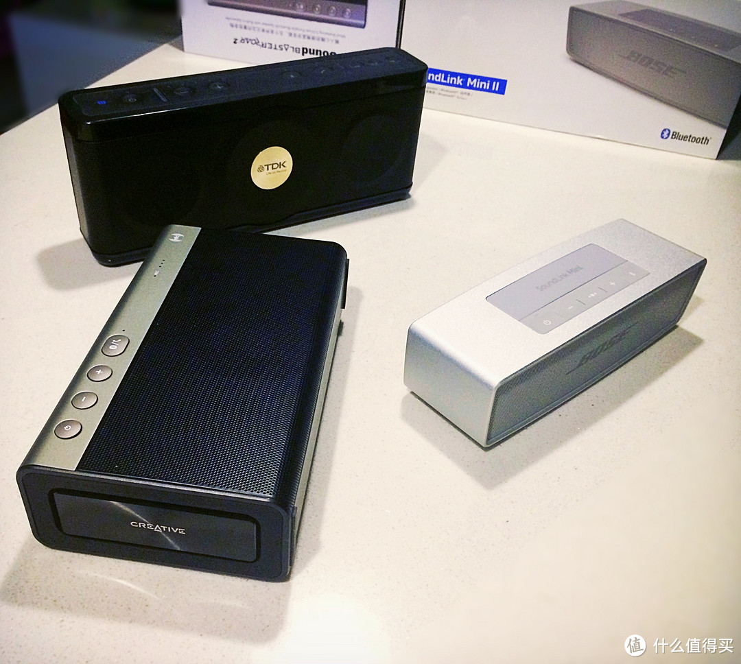 TDK A34、CREATIVE 创新 声霸锣2、BOSE SOUNDLINK MINI 2 蓝牙音箱 不完全使用对比