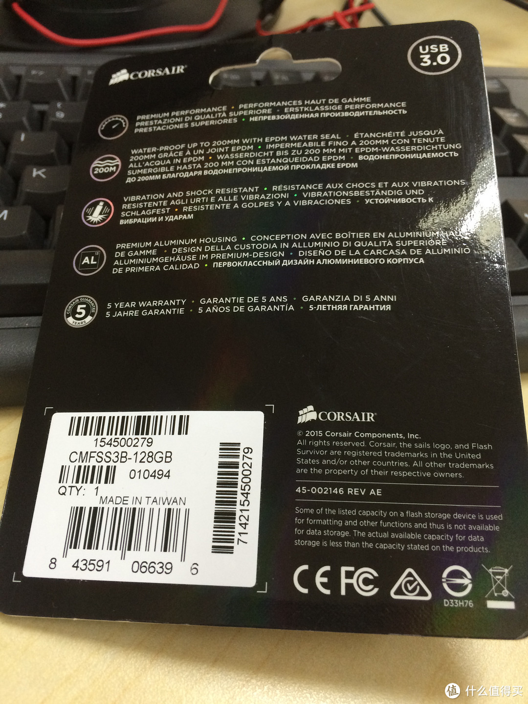 ＃本站首晒＃CORSAIR 海盗船 Flash Survivor Stealth CMFSS3B-128GB　航空级铝材USB3.0　