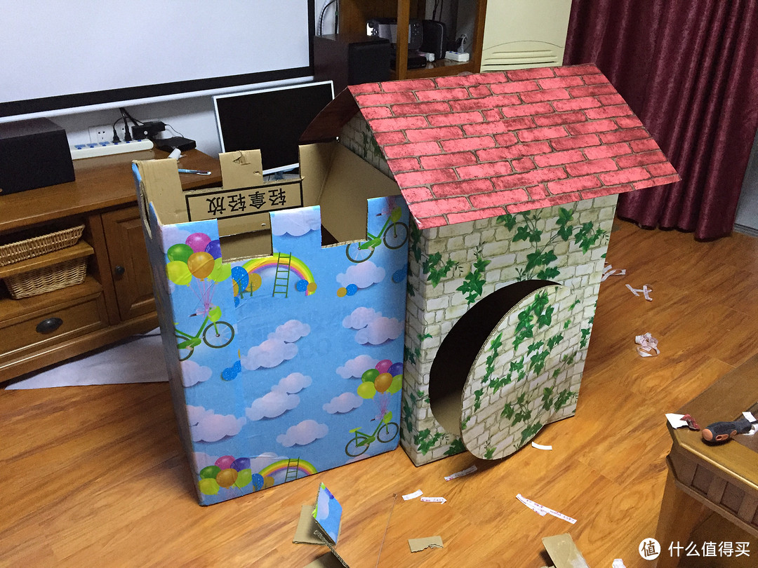 #原创新人#过一个有意义的父亲节，旧纸箱改造儿童小屋