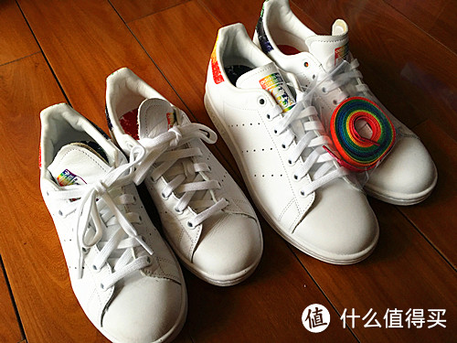 #本站首晒# 限量款个性定制 — Adidas 阿迪达斯 Stan Smith 彩虹尾 小白鞋