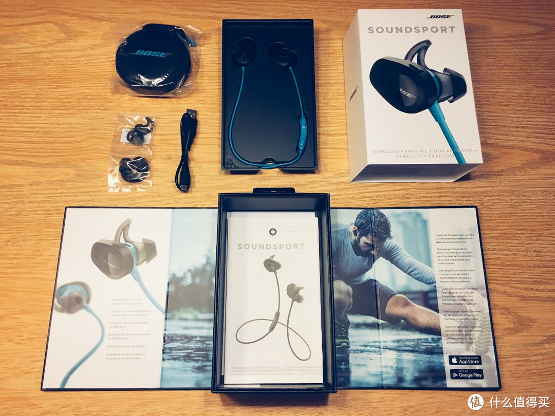 湖蓝色 BOSE SoundSport Wireless 入耳式运动耳机 首晒（附和 QC 25i 和 Soundtrue 的比较）