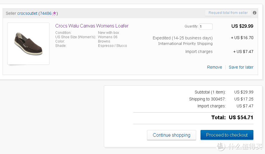 一波N折的CROCS Walu 帆布休闲鞋购买经历——ebay新手的非典型购物体验暨50美金全站通用礼金券众测报告