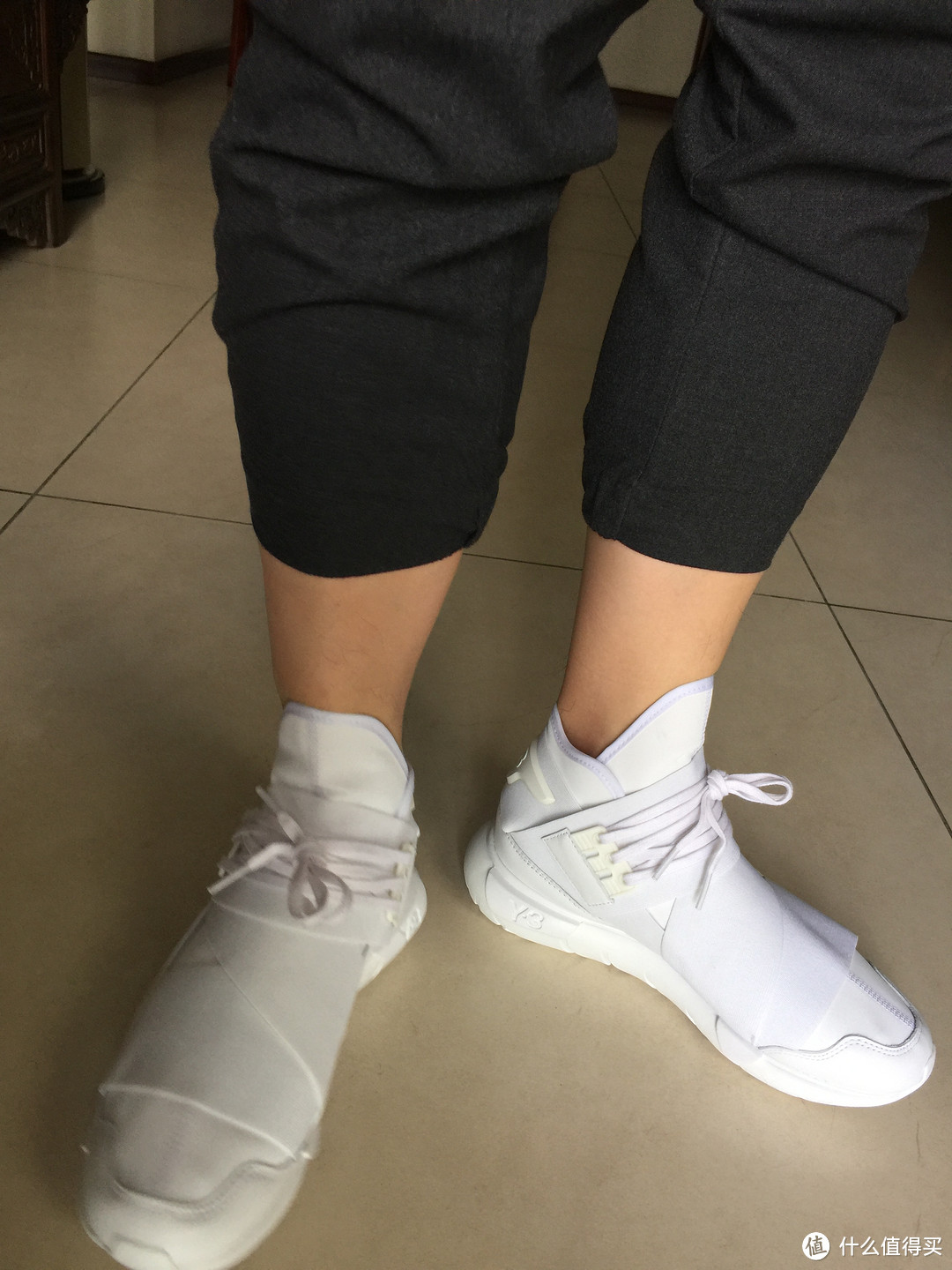 #本站首晒# #原创新人# Adidas 阿迪达斯 Y-3 Qasa High “Triple White” 休闲运动鞋 开箱