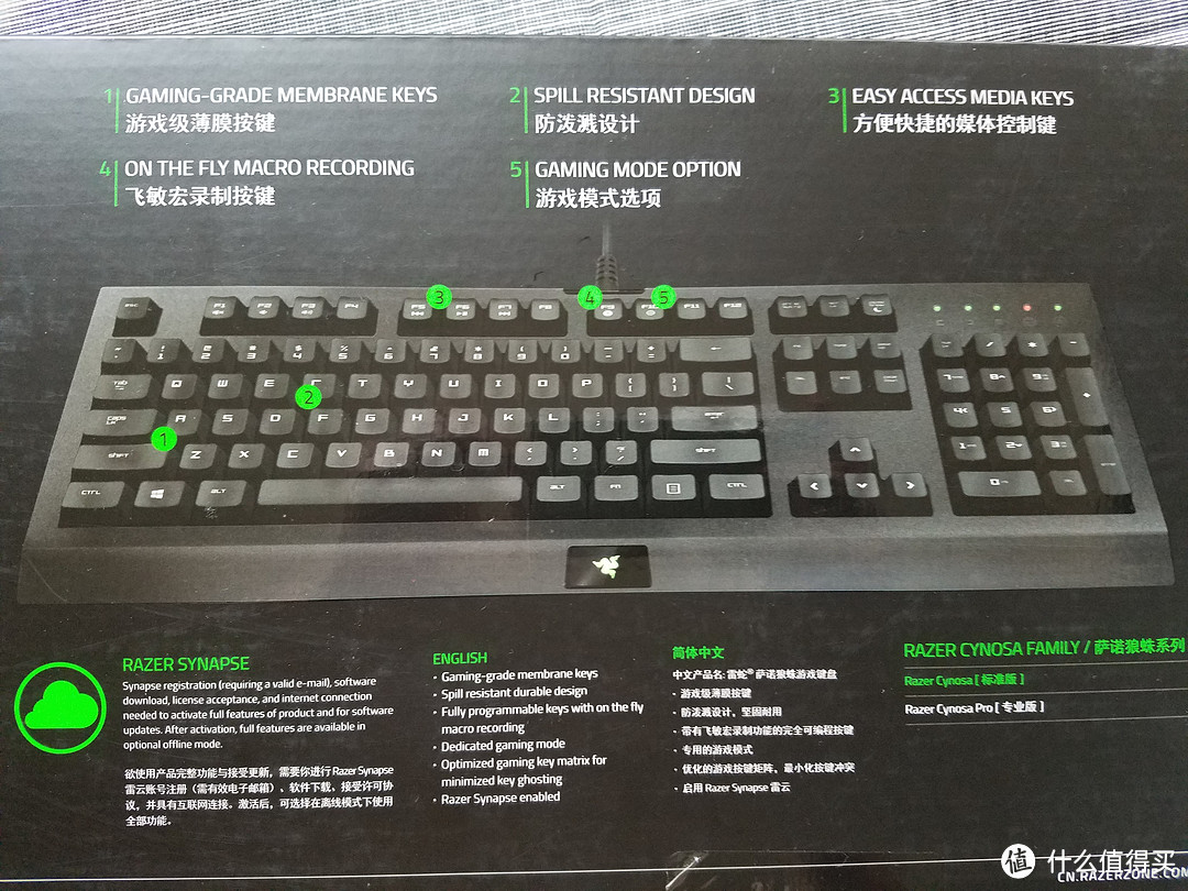 #本站首晒# 雷蛇信仰 — RAZER 雷蛇 Cynosa 萨诺狼蛛 入门级薄膜键盘 晒单