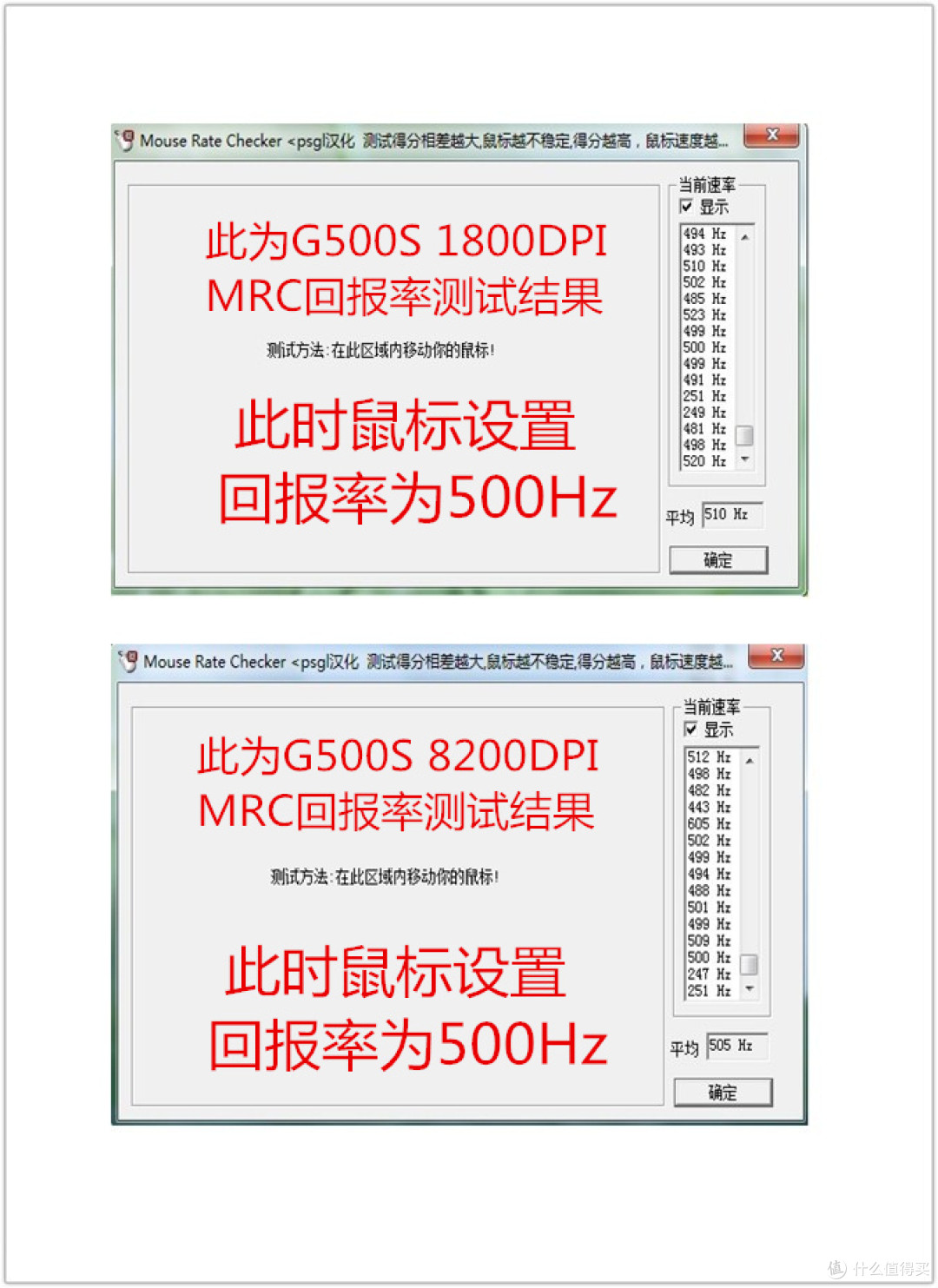 G500S MRC 500Hz 测试结果 G500S MRC 500Hz 测试结果