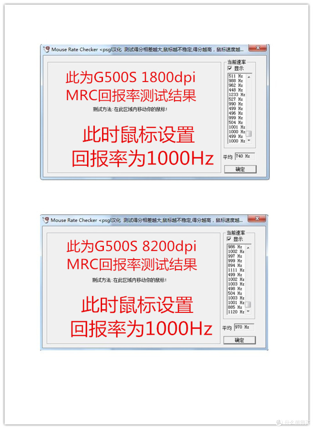 G500S MRC 1000Hz测试结果 G500S MRC 1000Hz测试结果