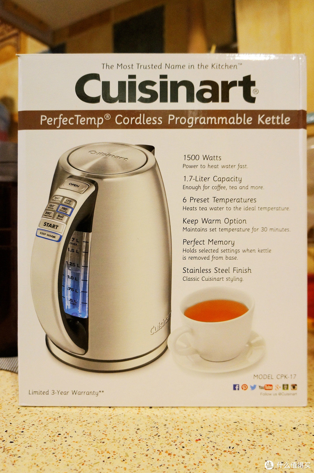 #本站首晒# 饮者必备的颜值担当 — Cuisinart CPK-17 无绳电热水壶