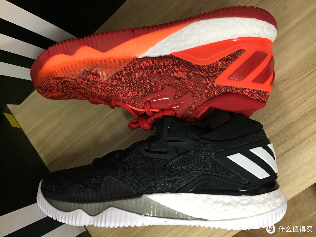 #原创新人#adidas 阿迪达斯 Crazylight Boost 2016 Low 篮球鞋 开箱（siao红VS经典黑 ）