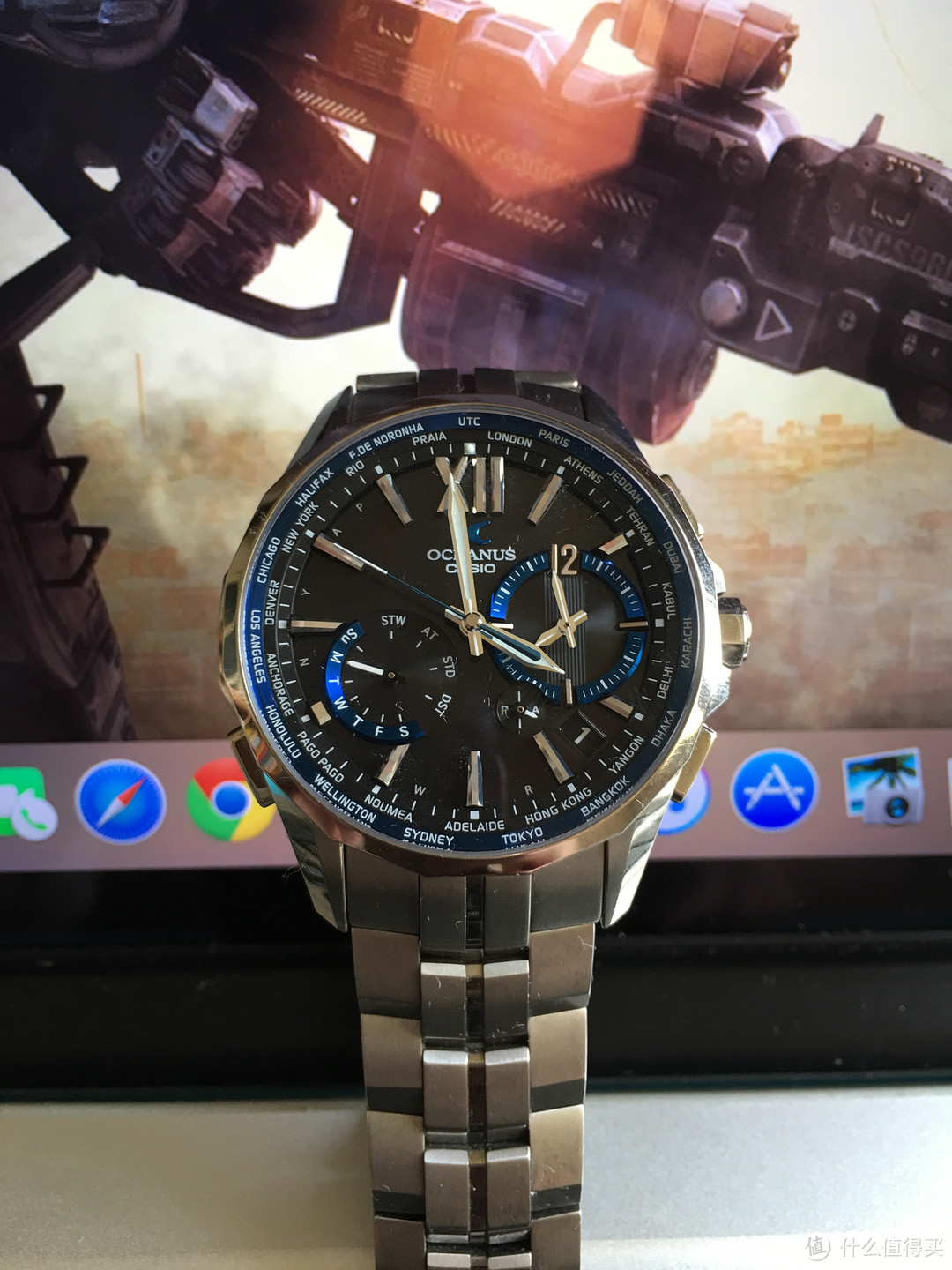 为了心中那一抹骚蓝，充值信仰：CASIO 卡西欧 OCEANUS 海神 OCW-S3400-1AJF 电波手表