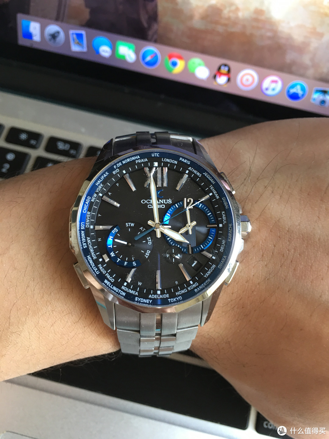 为了心中那一抹骚蓝，充值信仰：CASIO 卡西欧 OCEANUS 海神 OCW-S3400-1AJF 电波手表