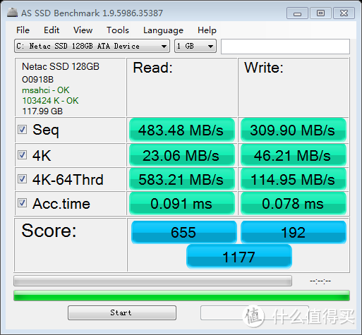 Netac 朗科 迅猛系列之越影 128G SATA3 固态硬盘 开箱简测