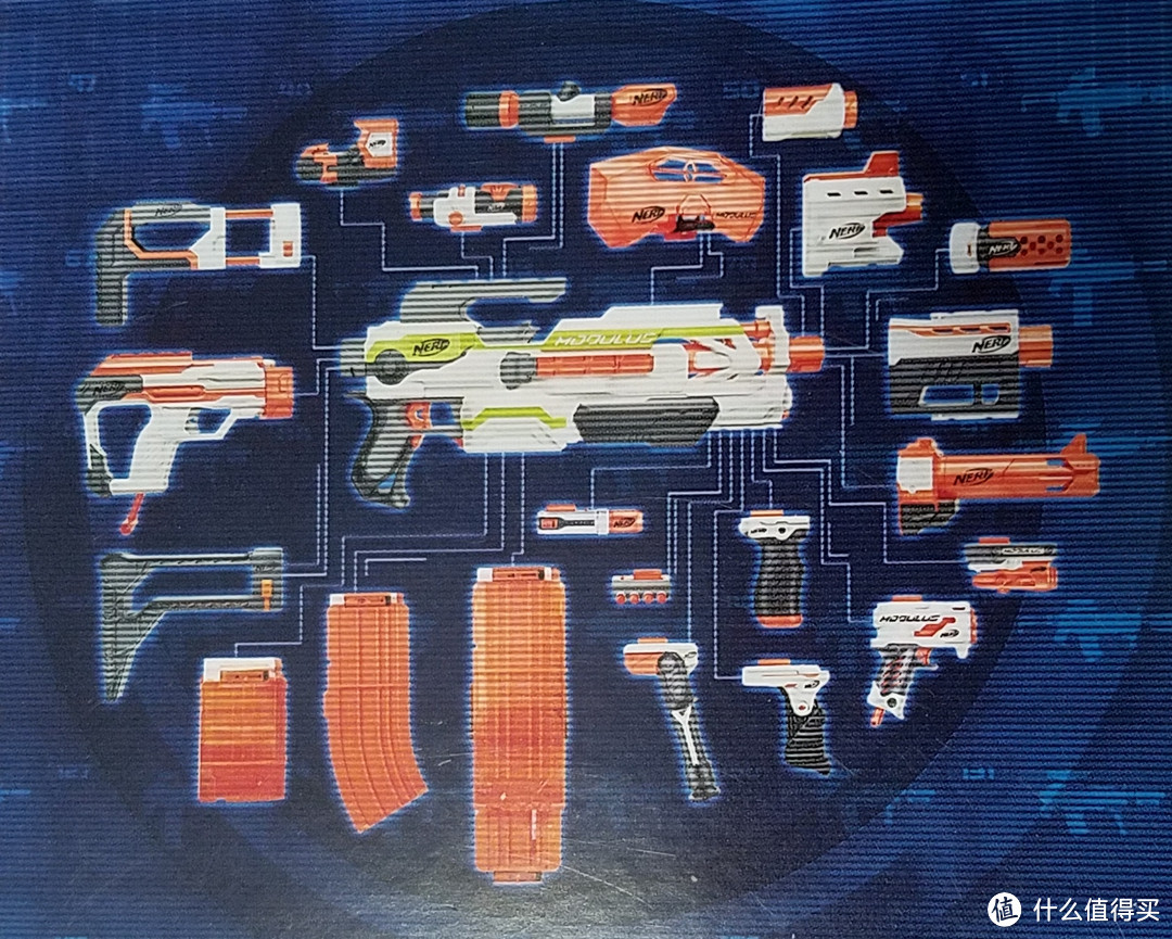 新来的，插拔一下不： 2016款 Hasbro 孩之宝 Nerf Modulus ECS-10 多任务配件 开箱