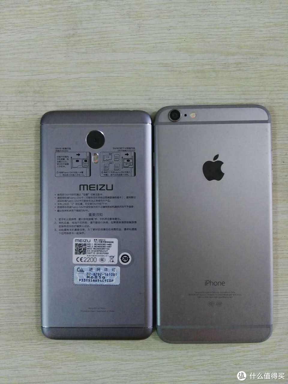 千元颜值 MEIZU 魅蓝 note3 与 iPhone 6 plus 外观对比