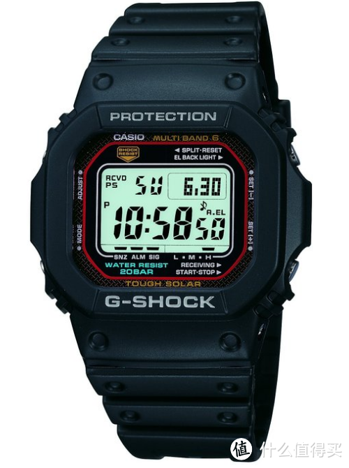 亮骚小红圈——CASIO 卡西欧 G-SHOCK GW-M5610-1JF 六局电波太阳能腕表