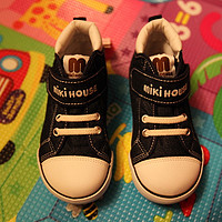 Mikihouse 帆布童鞋 附与Mikihouse Mizuno联名款对比
