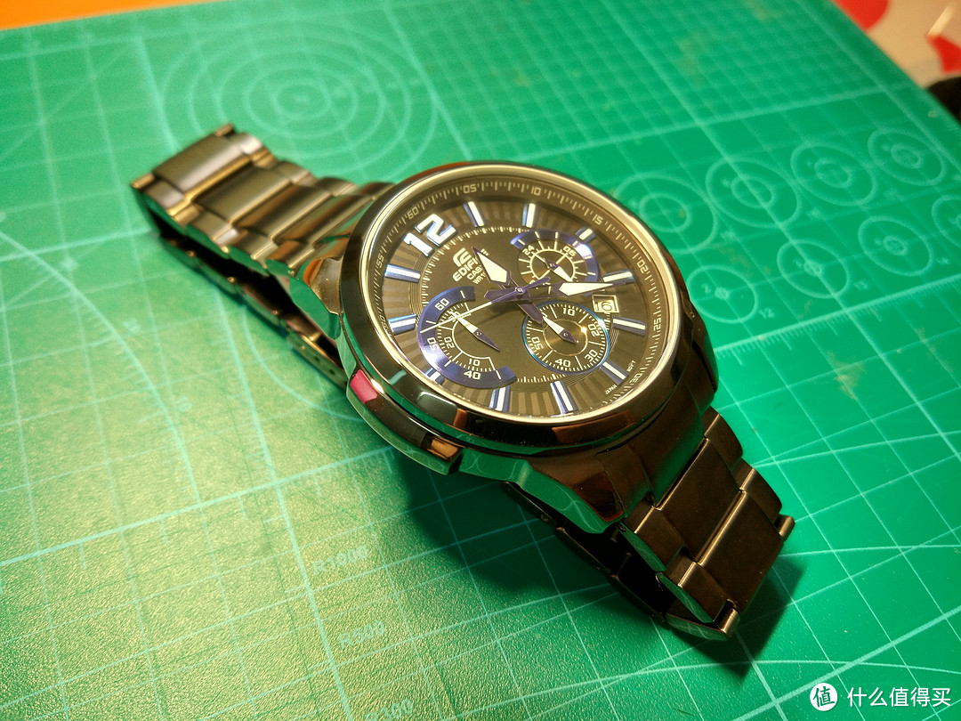 表盲晒个表：上手 CASIO 卡西欧 手表 EDIFICE系列钢带男士手表EFR-535BK-1A2