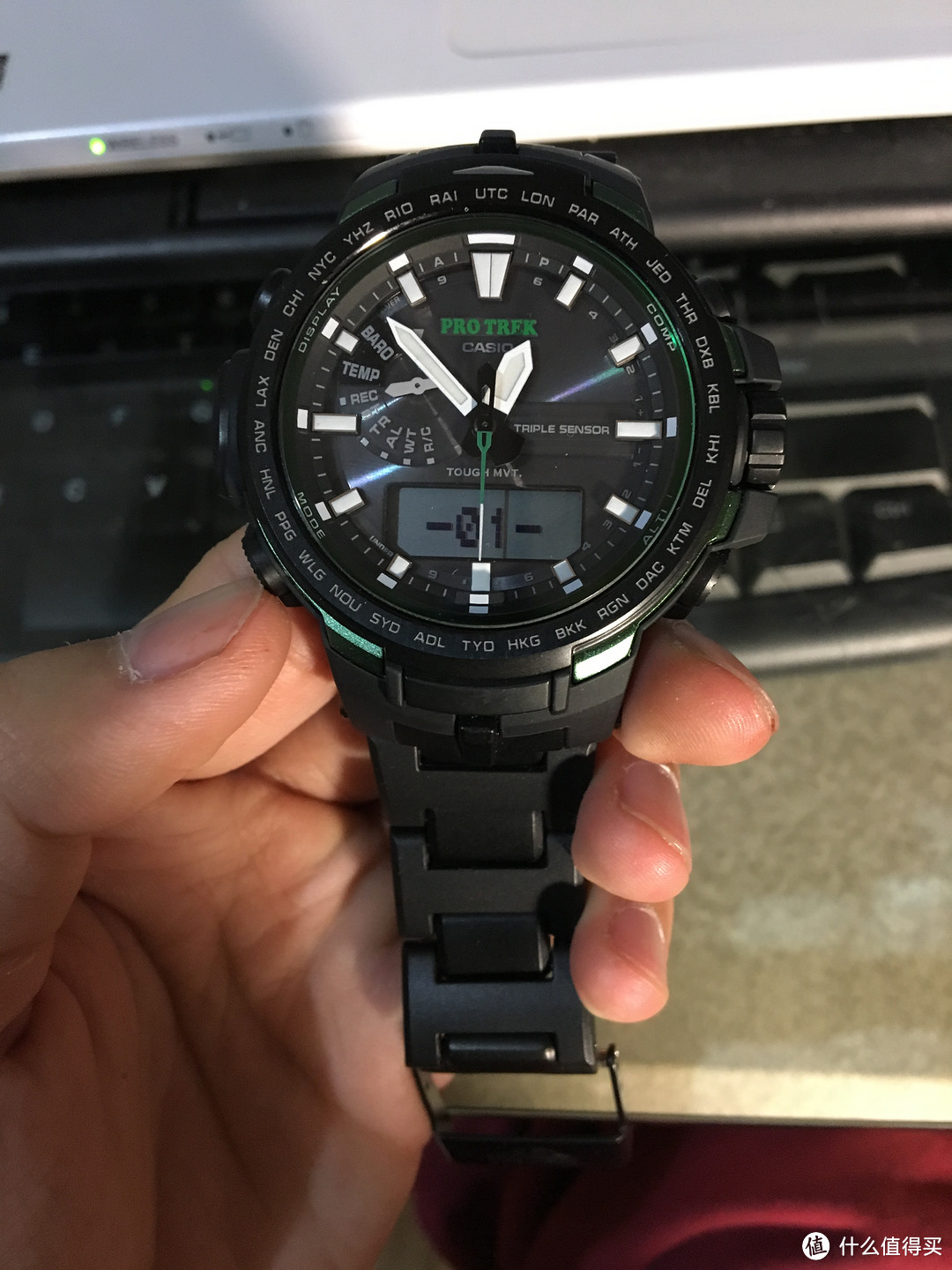 多图开箱：CASIO 卡西欧 PRW-6100FC-1 蓝宝石镜面电波表