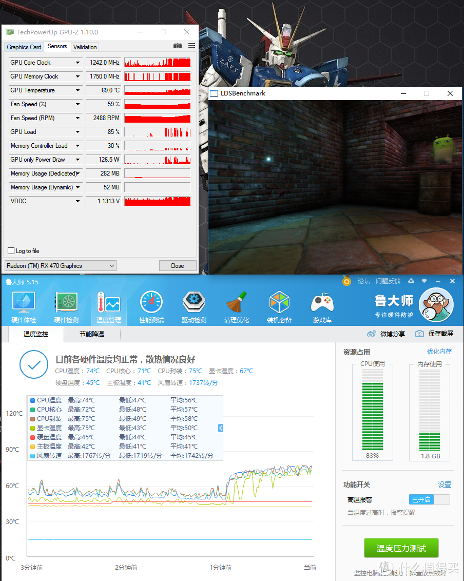 Sapphire 蓝宝石 RX 480 oc、DATALAND 迪兰 R9 390 和 RX 470xs 显卡对比