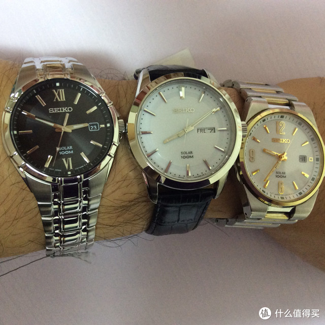 三块精工光动能手表：SNE210、SNE215、SNE359P2
