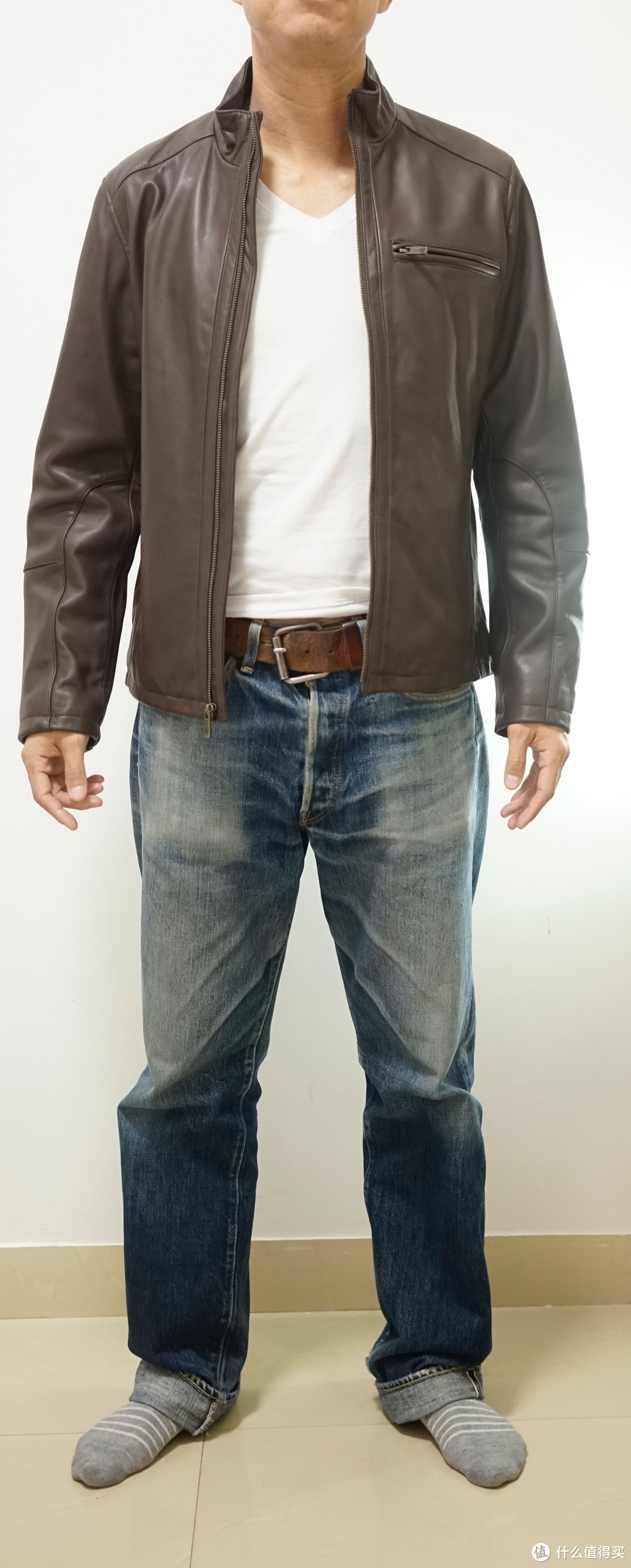 人生必须有一件皮衣，COLE HAAN Smooth Leather Moto Jacket 男款羊羔皮夹克 开箱以及真人秀