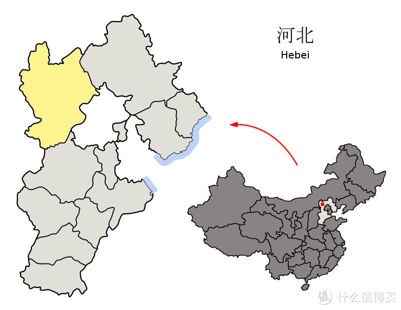 张家口的地理位置。图片：Wikipedia