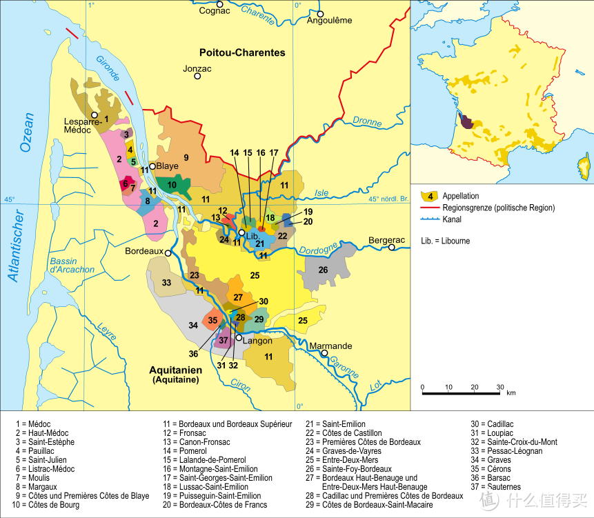 波尔多葡萄酒产区图