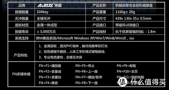 机械键盘初体验-【轻众测】AJAZZ 黑爵 机械战警 合金机械键盘 （黑色红轴）