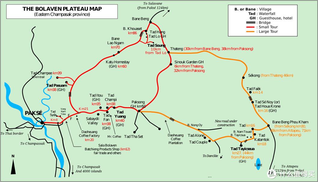 Bolaven Plateau的地图