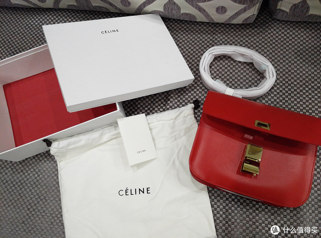 Celine 思琳/赛琳 Classic Box 中号经典小牛皮单肩包 正红 开箱