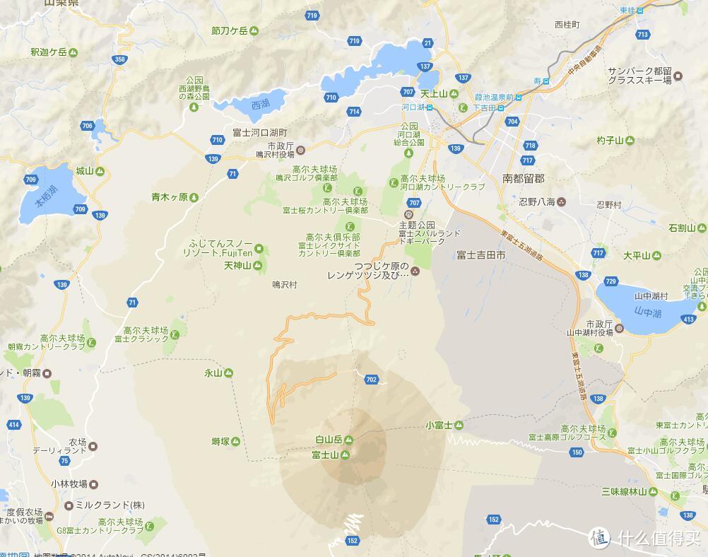 富士山及富士五湖分布图