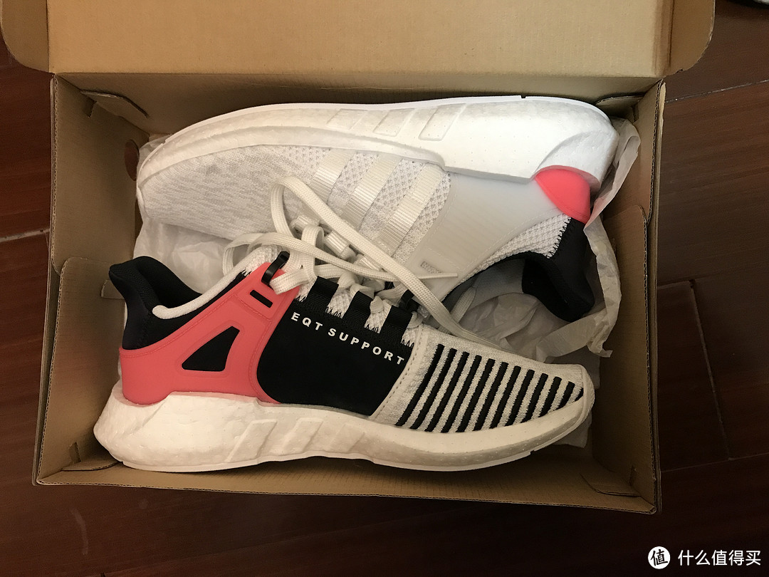 我最爱白粉：adidas 阿迪达斯 EQT Support 93/17 Boost 复古跑鞋 阴阳白粉 开箱