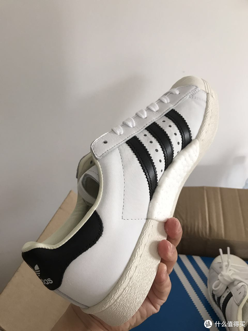 #淘金V计划#ebay 首单 adidas 阿迪达斯 Superstar Boost 男款 运动板鞋 开箱