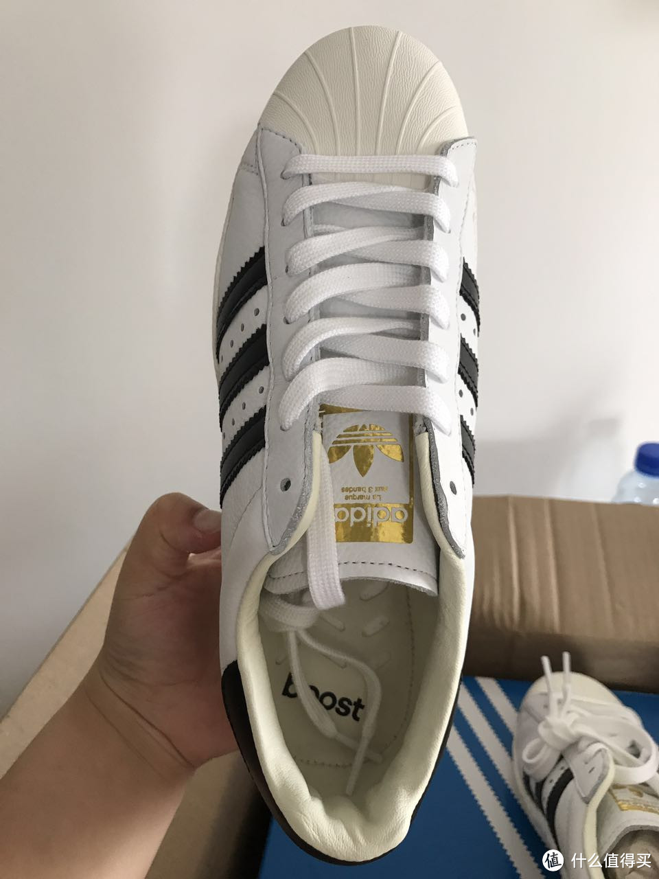 #淘金V计划#ebay 首单 adidas 阿迪达斯 Superstar Boost 男款 运动板鞋 开箱